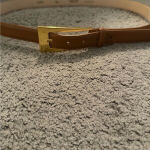 AUREUM No. 10 Latte Leather Belt and Gold Belt